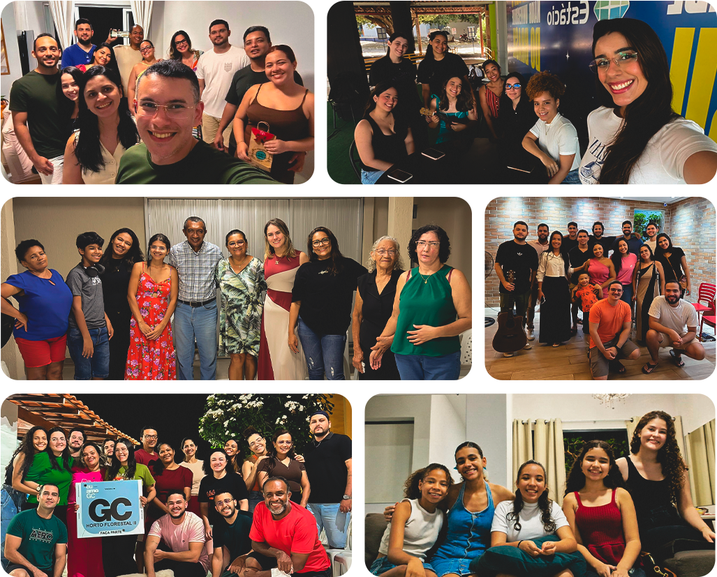 Colagem de fotos dos Grupos de Crescimento.